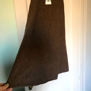 Zara maxi chocolate brown knit skirt